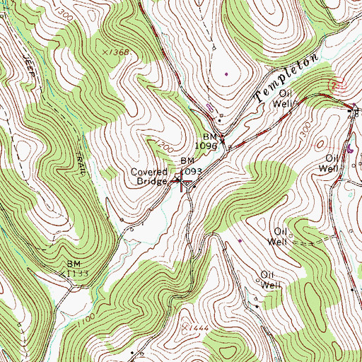 Topographic Map of Scott Brownlee Covered Bridge, PA