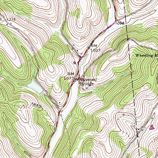 Topographic Map of Danley Covered Bridge, PA