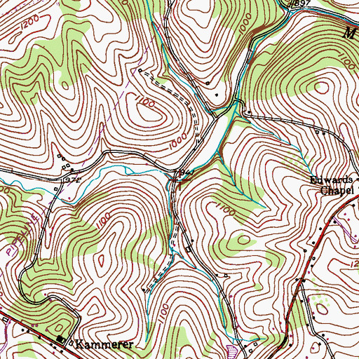 Topographic Map of Ebenezer Covered Bridge, PA
