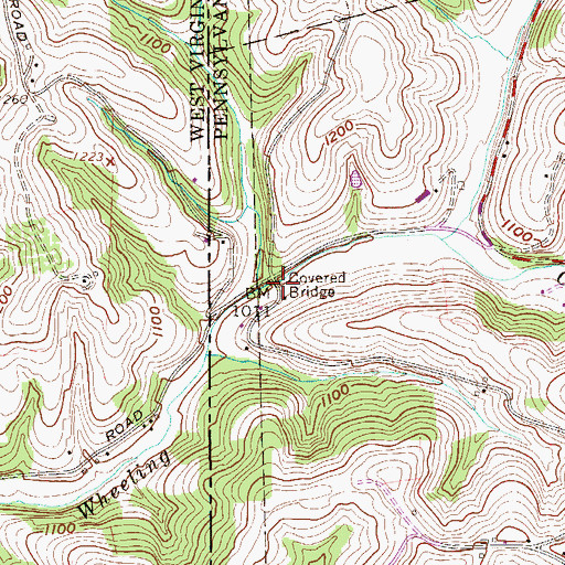 Topographic Map of Erskine Covered Bridge, PA