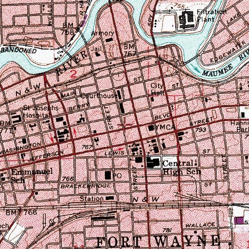 Topographic Map of One Summit Square, IN