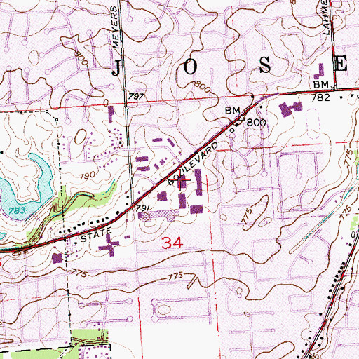 Topographic Map of Allen County Public Library Georgetown Branch, IN