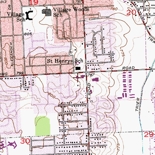 Topographic Map of Allen County Public Library Hessen Cassel Branch, IN