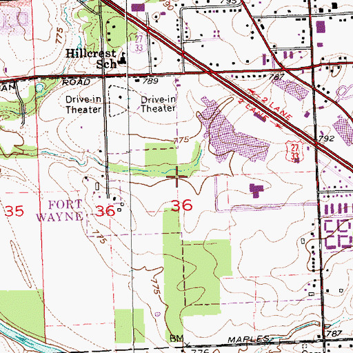 Topographic Map of Fort Wayne Police Training Center, IN