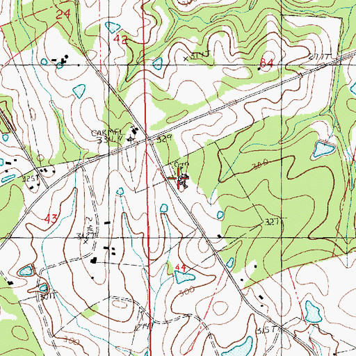 Topographic Map of Woodland Community Center, LA