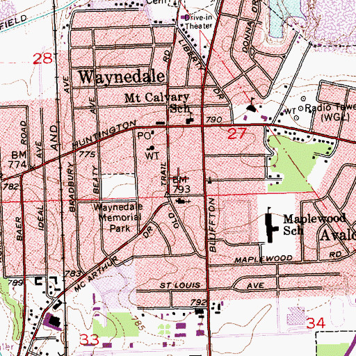 Topographic Map of Fort Wayne Post Office Waynedale Station, IN