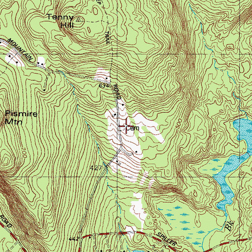 Topographic Map of Mountain Road Cemetery, ME