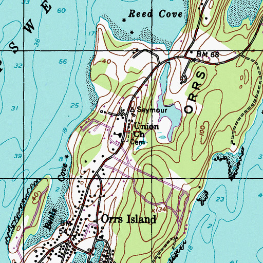 Topographic Map of Orrs Island Cemetery, ME