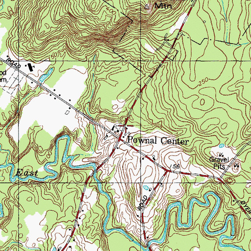 Topographic Map of Pownal Center Cemetery, ME