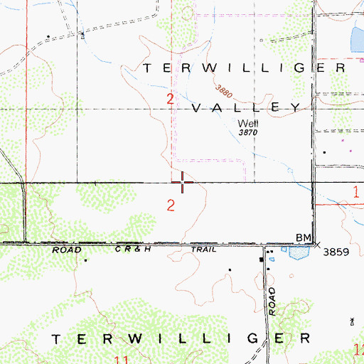 Topographic Map of Terwilliger Valley, CA