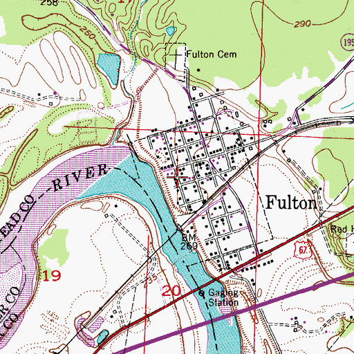 Topographic Map of Fulton Post Office, AR