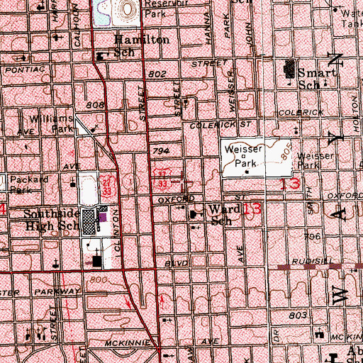Topographic Map of Allen County Public Library Pontiac Branch, IN