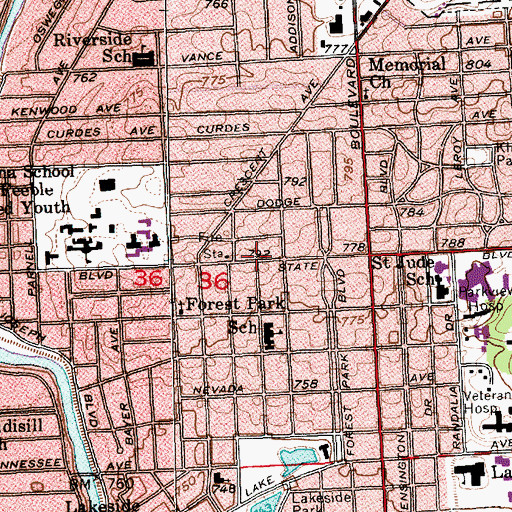 Topographic Map of Allen County Public Library Tecumseh Branch, IN