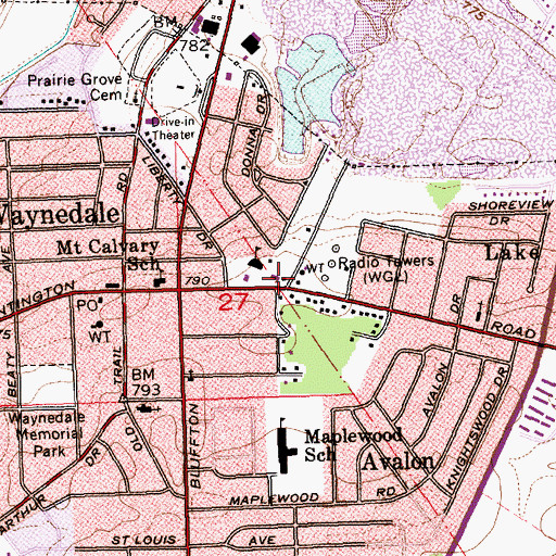 Topographic Map of Allen County Public Library Waynedale Branch, IN