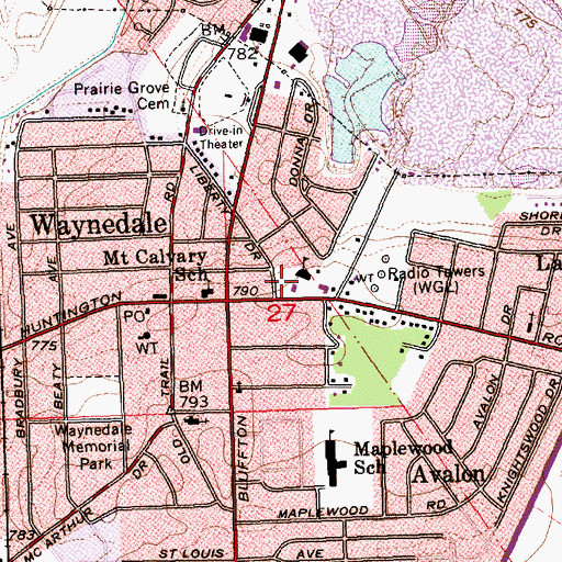 Topographic Map of Saint Therese Catholic Church, IN