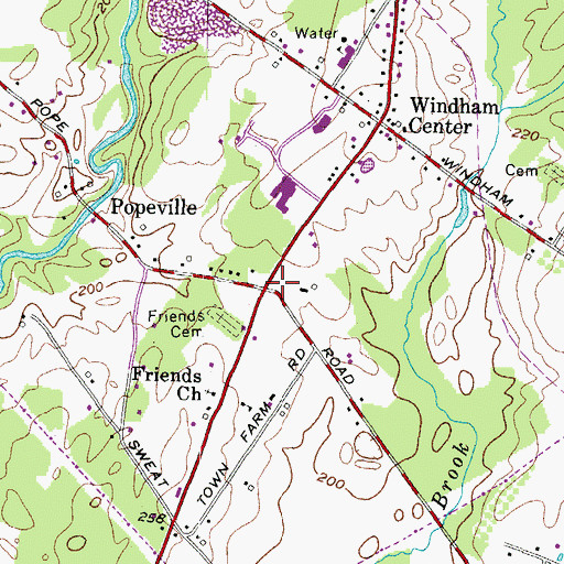 Topographic Map of Friends Cemetery, ME