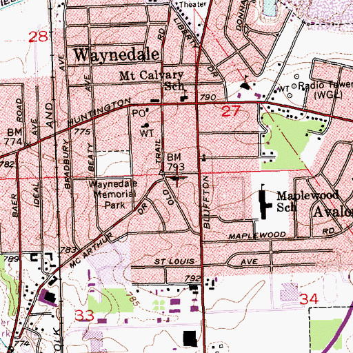 Topographic Map of Waynedale United Methodist Church, IN