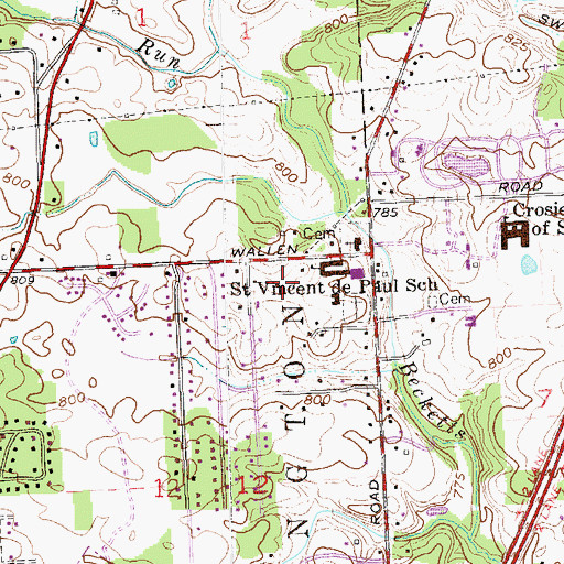 Topographic Map of Saint Vincent Catholic Church, IN