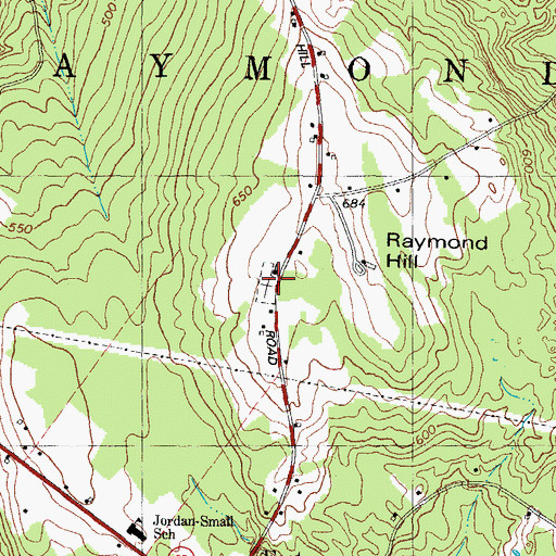 Topographic Map of Raymond Hill Baptist Church Cemetery, ME