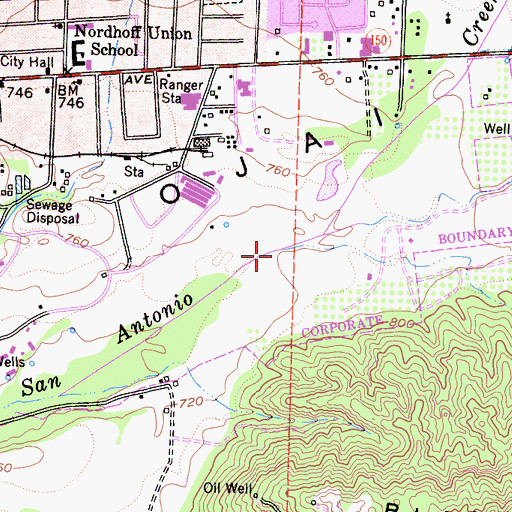 Topographic Map of Thacher Creek, CA
