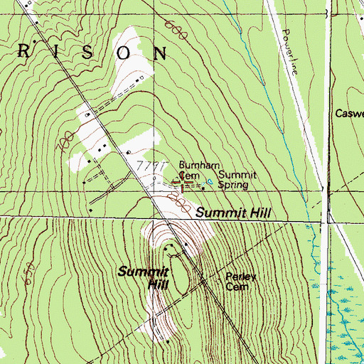 Topographic Map of Summit Hill Cemetery, ME