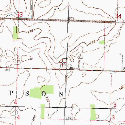 Topographic Map of Watson Farm, OH