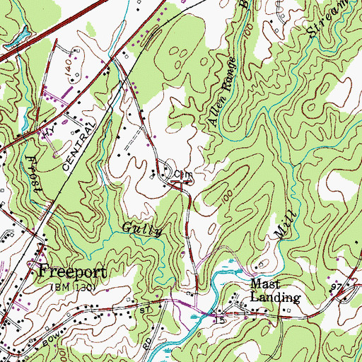 Topographic Map of Upper Mast Landing Cemetery, ME