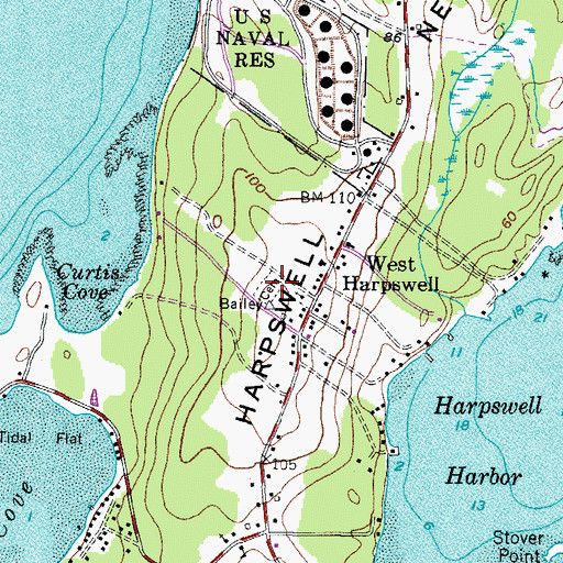 Topographic Map of West Harpswell Cemetery, ME