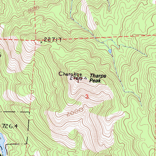 Topographic Map of Tharps Peak, CA