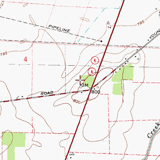 Topographic Map of Woodside Farms, OH
