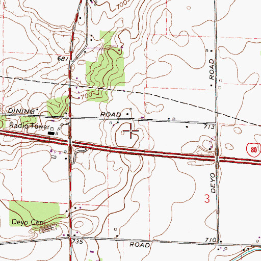 Topographic Map of Kromer Farms, OH