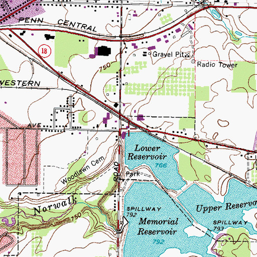 Topographic Map of Norwalk Water Filtration Plant, OH