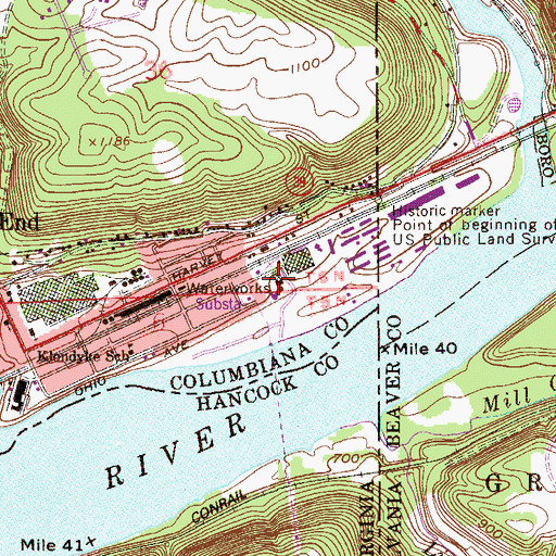 Topographic Map of East Liverpool Filtration Plant, OH