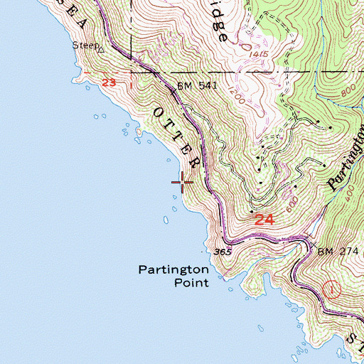 Topographic Map of The California Sea Otter State Game Refuge, CA