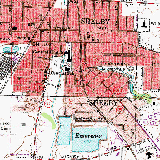 Topographic Map of Shelby Police Department, OH