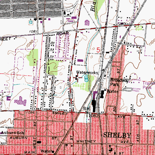 Topographic Map of City of Shelby Water Treatment Plant, OH