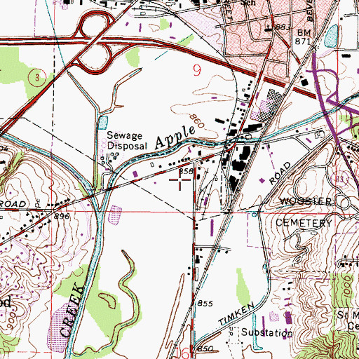 Topographic Map of Wooster City Water Plant, OH