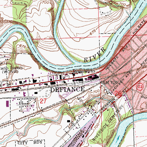 Topographic Map of Defiance Water Treatment Plant, OH
