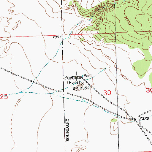 Topographic Map of Pueblito, NM