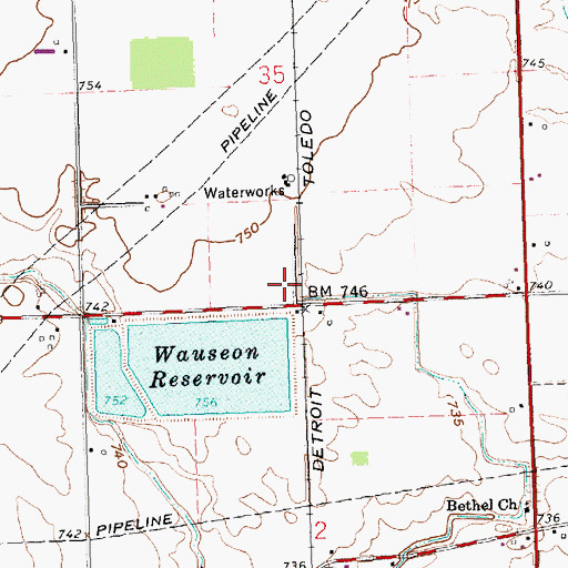 Topographic Map of Wauseon Water Treatment Plant, OH