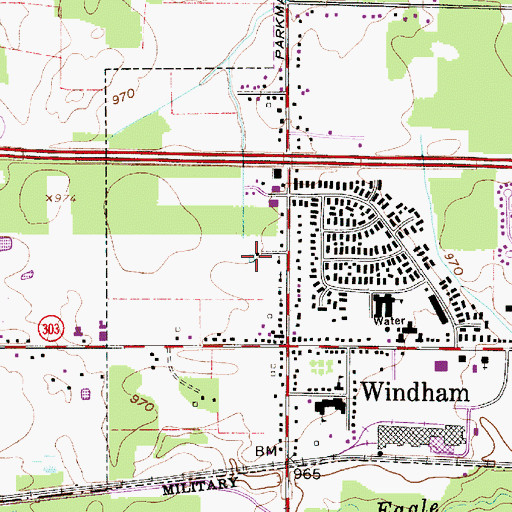 Topographic Map of Windham Water Treatment Plant, OH