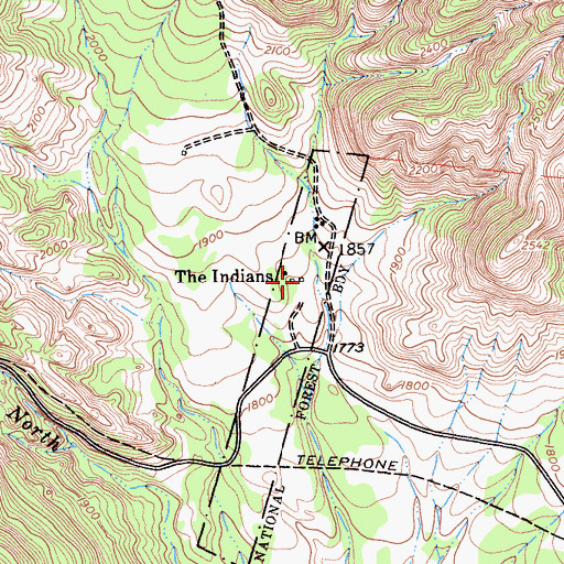 Topographic Map of The Indian, CA