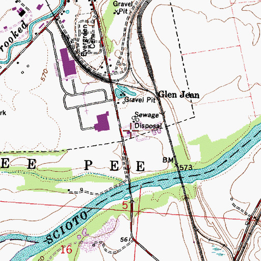 Topographic Map of Waverly Water Treatment Plant, OH