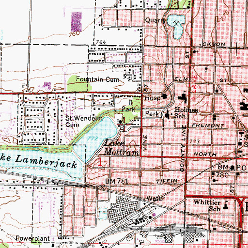 Topographic Map of Fostoria Water Treatment Plant, OH