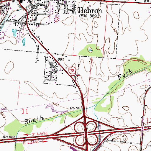 Topographic Map of Hebron Water Treatment Plant, OH
