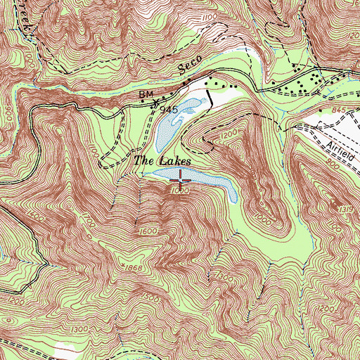 Topographic Map of Abbott Lakes, CA