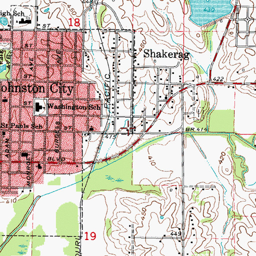 Topographic Map of Johnston City Water Treatment Plant, IL