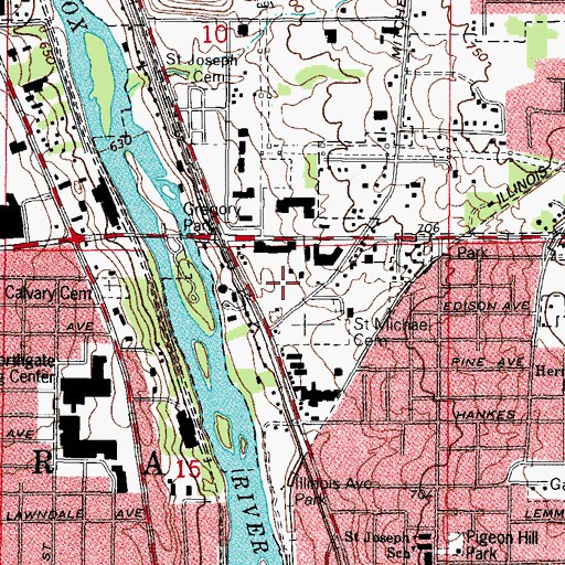 Topographic Map of Aurora Water Treatment Plant, IL