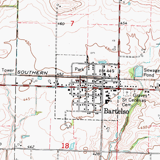 Topographic Map of Bartelso Water Treatment Plant, IL
