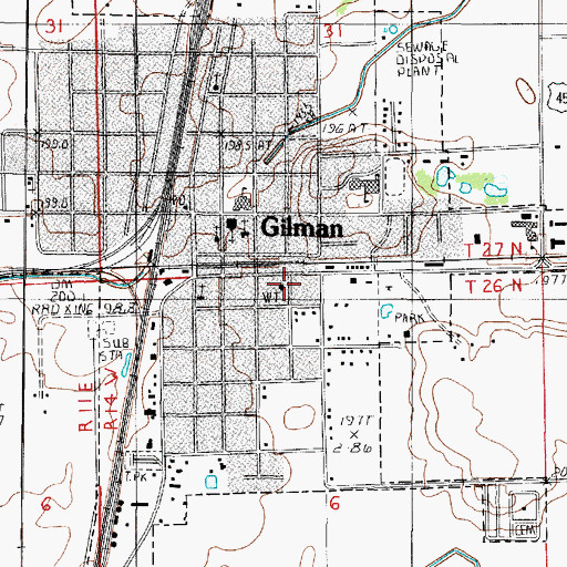 Topographic Map of Gilman Water Treatment Plant, IL